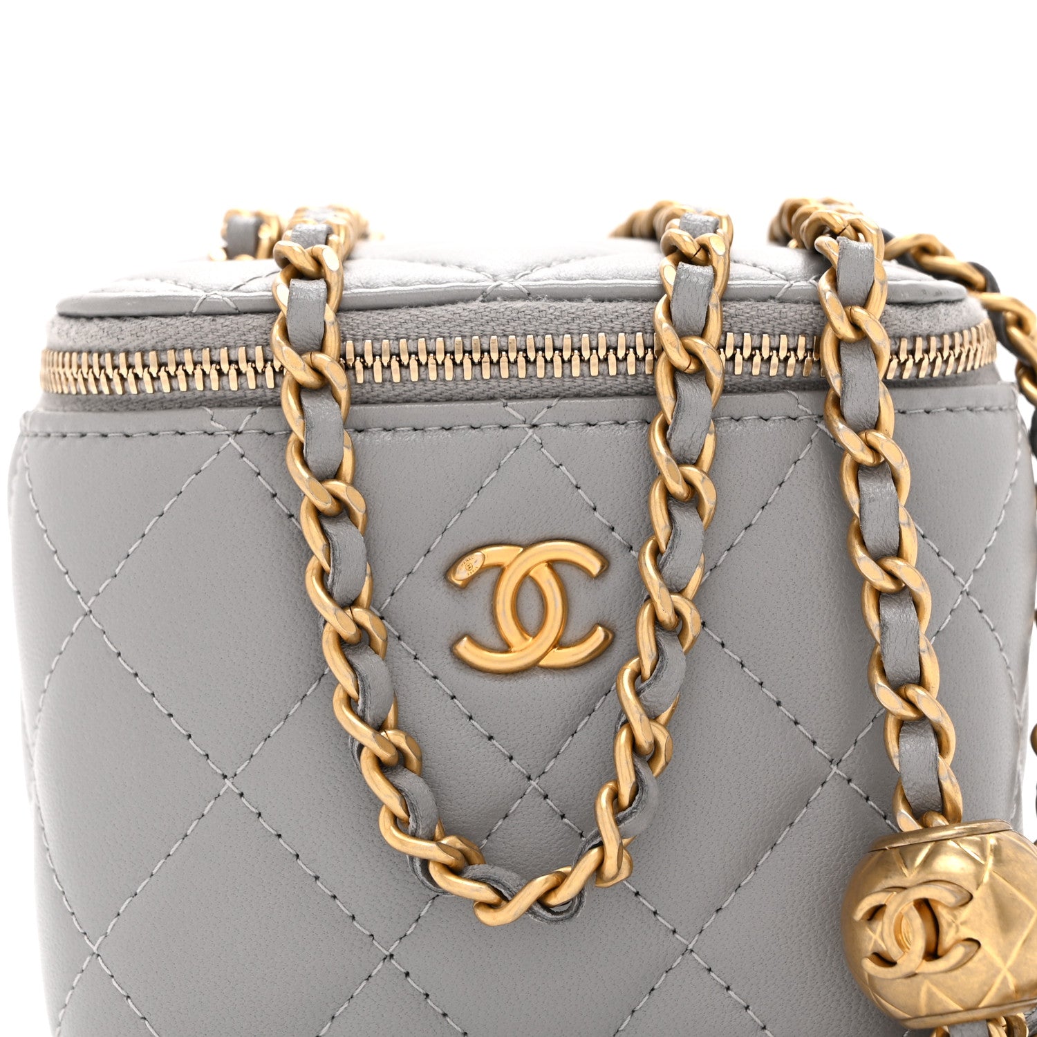 Chanel Lambskin Quilted Pearl Crush Mini Vanity Case With Chain