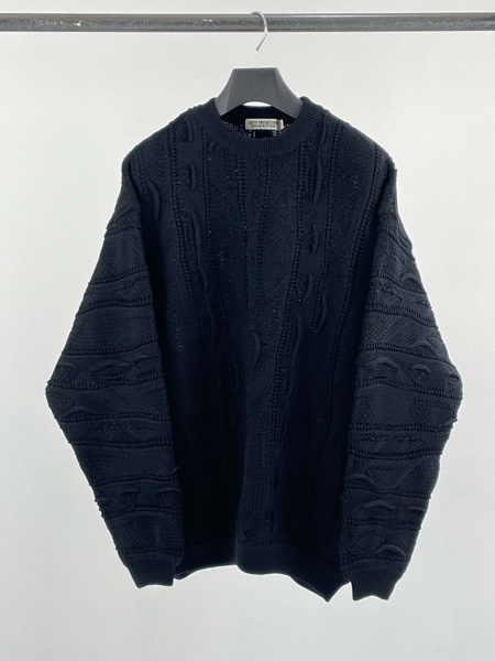 COOTIE / 3D Jacquard Knit L/S Crew -Black-