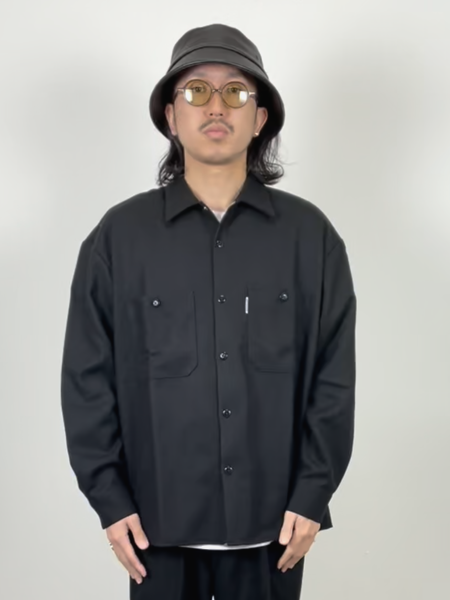 COOTIE / Wool Serge Work Shirt -Black-