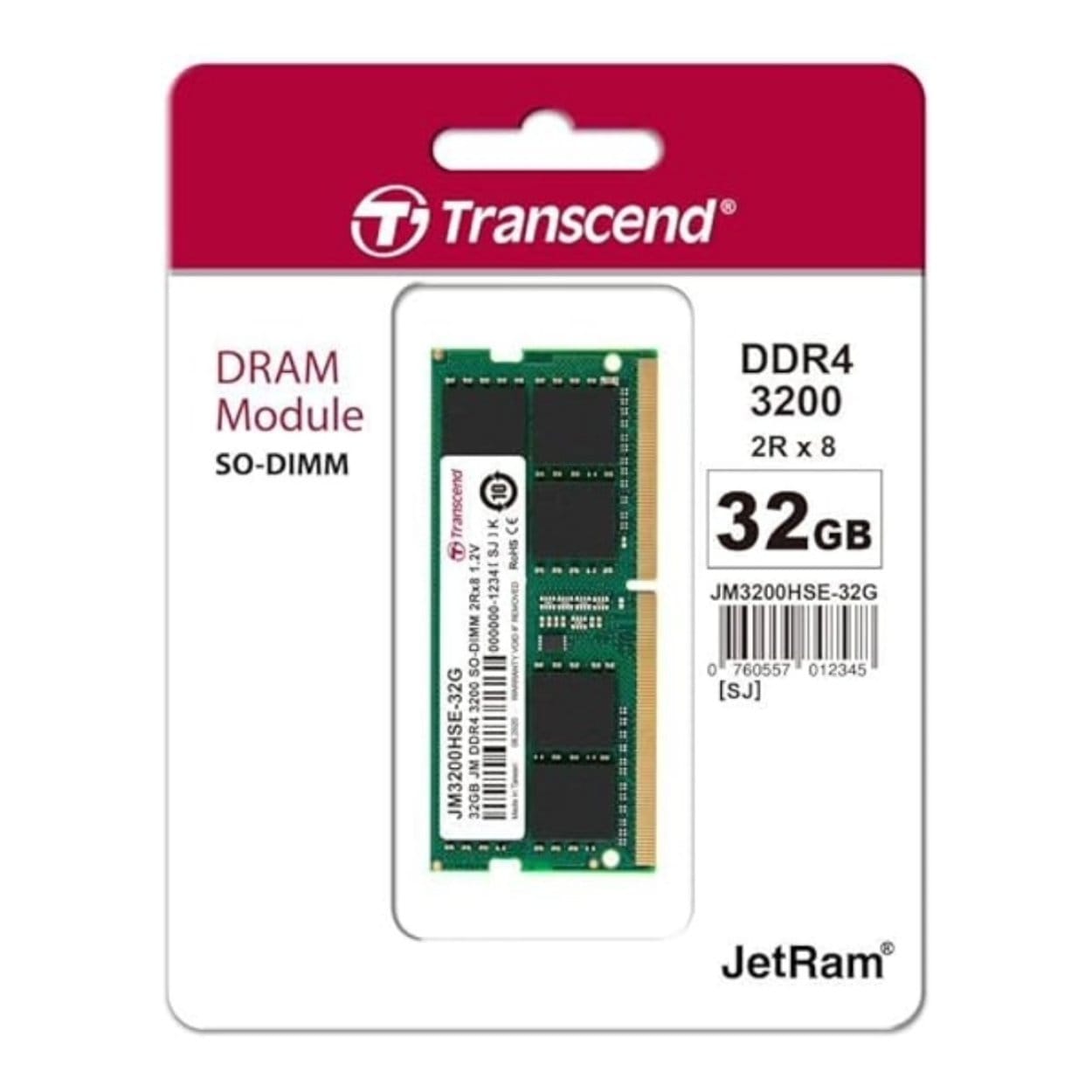 Transcend JetRam JM3200HSE-32G SO-DIMM Memory Module 32GB DDR4