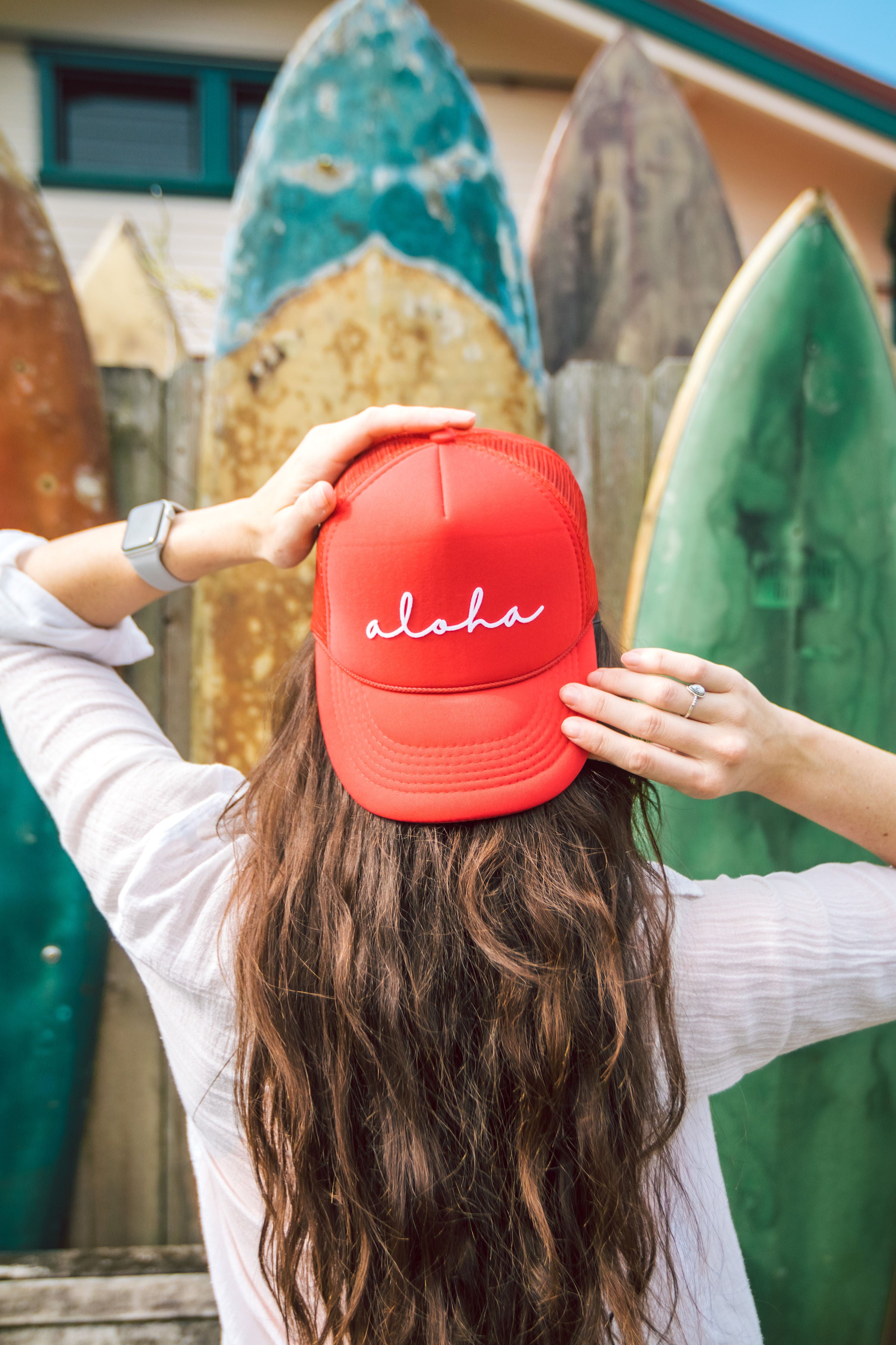 Aloha Cursive Foam Snapback Hat – Frankie Jean