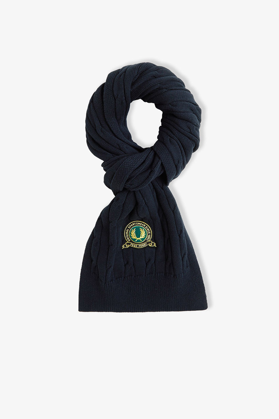 Tennis Badge Cable Scarf(1SZ 608：NAVY): | FRED PERRY JAPAN