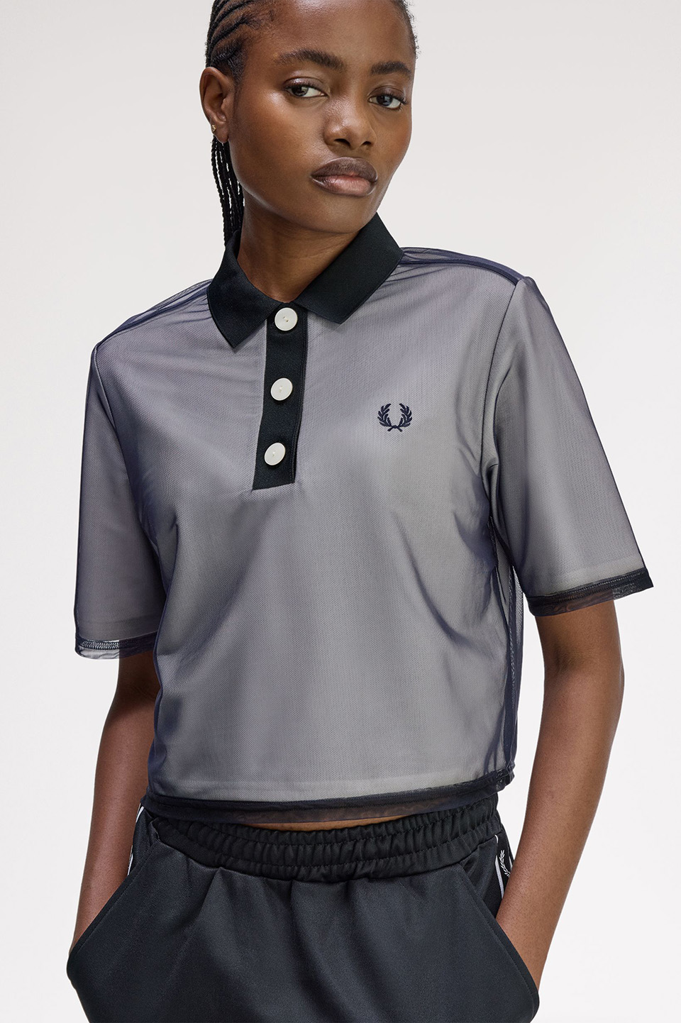 Mesh Overlay Polo Shirt(10 608：NAVY): | FRED PERRY JAPAN