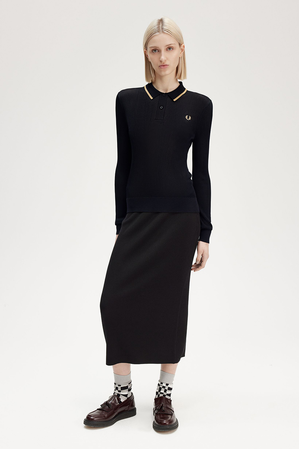 Ribbed Knitted Shirt(8 102：BLACK): | FRED PERRY JAPAN | フレッド