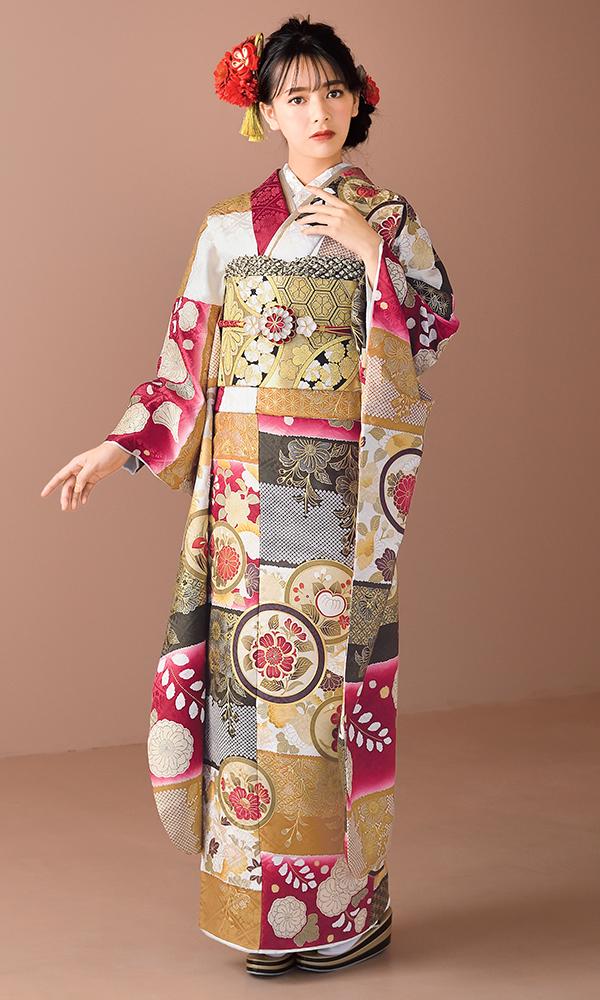 市松模様の金彩古典｜伝統古典 【菊京屋】振袖レンタル 成人式 神戸