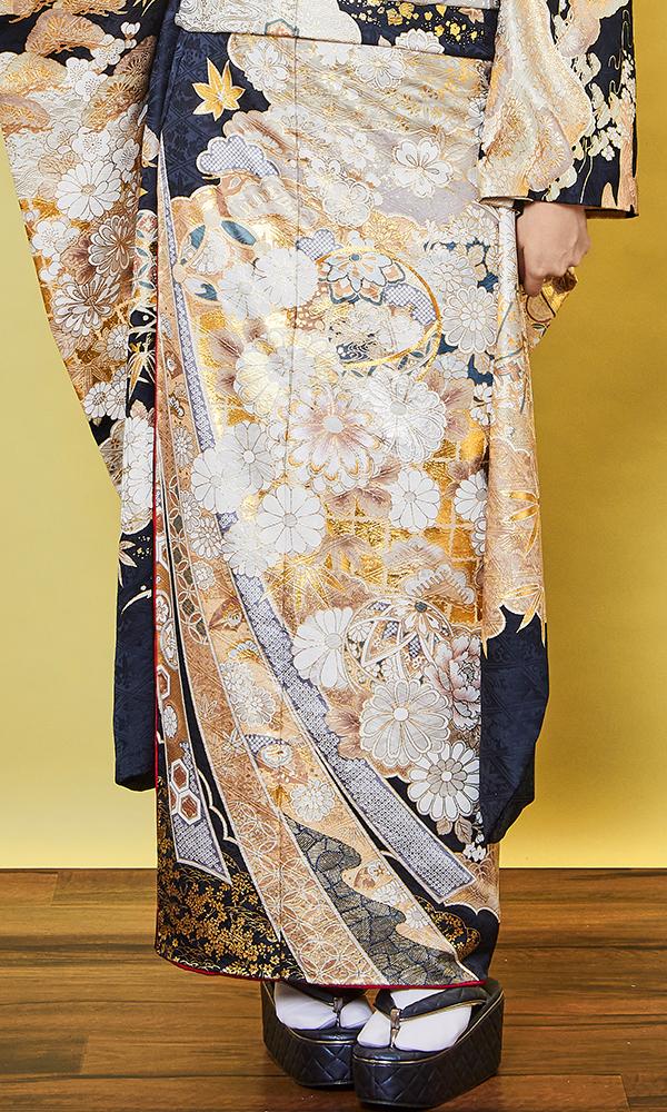桂由美 紺色金彩古典振袖｜伝統古典 【菊京屋】振袖レンタル 成人式