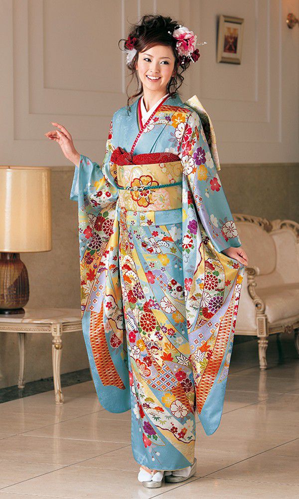 京友禅振袖・水色・青┃伝統古典【菊京屋】