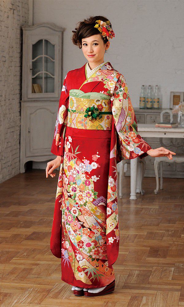 京友禅振袖・赤色・吉祥文様┃伝統古典【菊京屋】