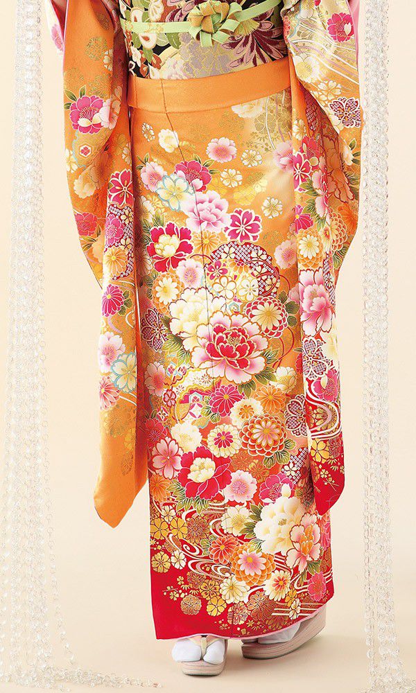 京友禅振袖・橙色・淡いオレンジ色┃格安お得振袖【菊京屋】