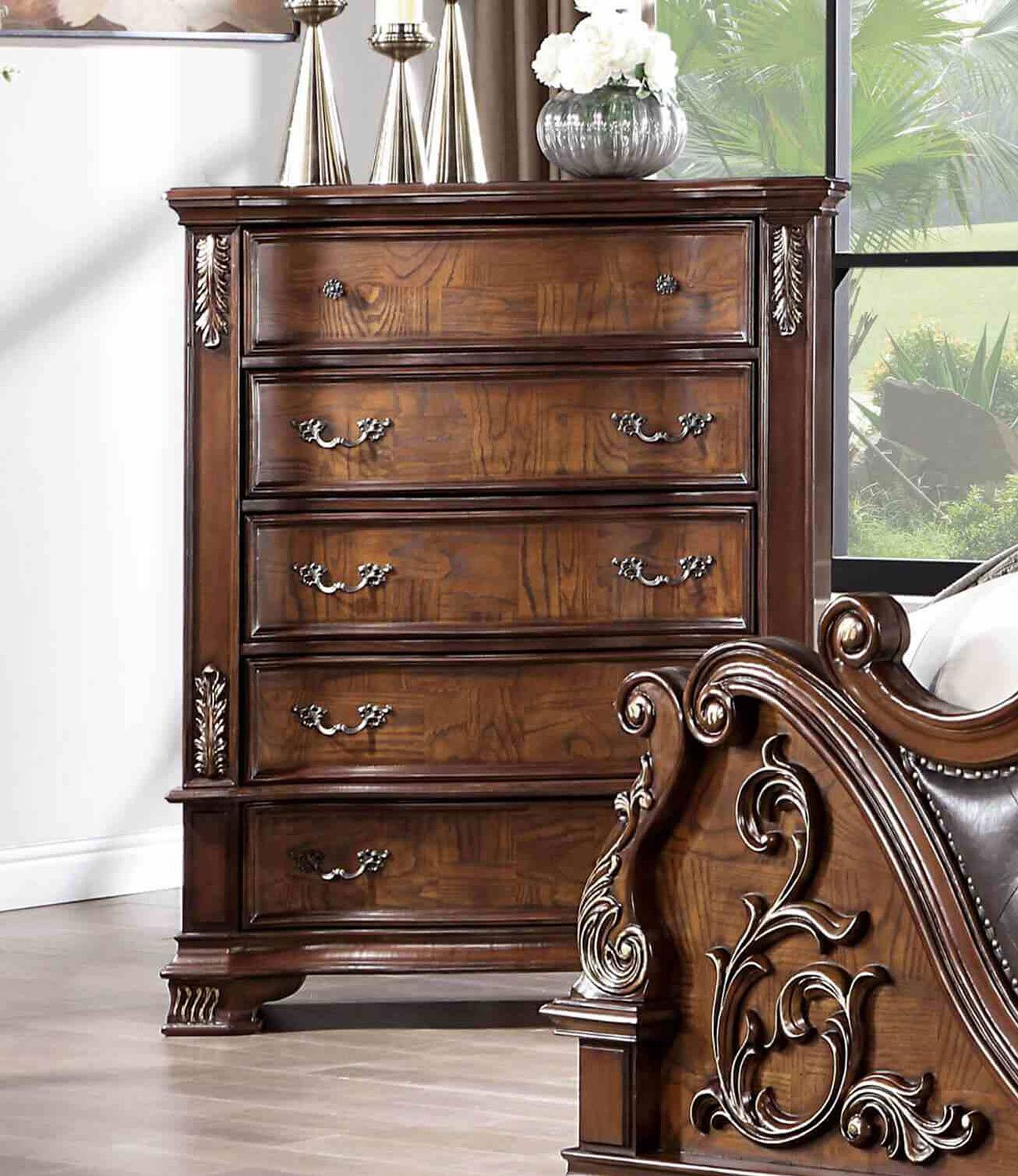 Esparanza Panel Bedroom Set (Brown Cherry) Furniture Of America