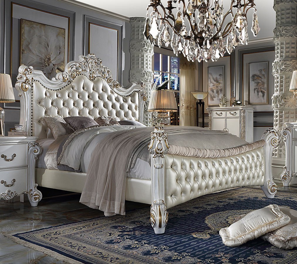 Vendome PU Upholstered Bed (Antique Pearl) by Acme Furniture