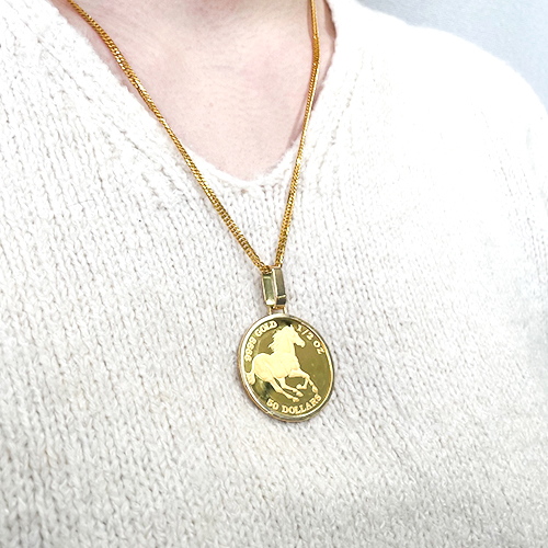 純金関連商品 24金/18金ホースコイントップ1/2オンス（エリザベス女王2