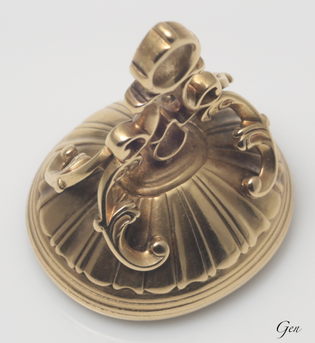 週末特価 イギリス インタリオ シール シトリン 金張り ライオン紋章