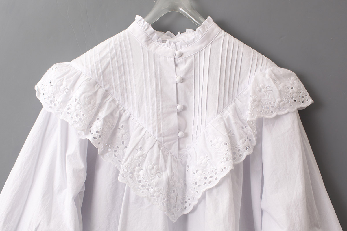 Dot and Stripes CHILD WOMAN 別注!! スタンドカラーレースブラウス