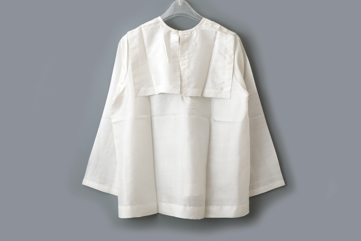 BUNON Khadi Silk Back Button Sailor Blouse