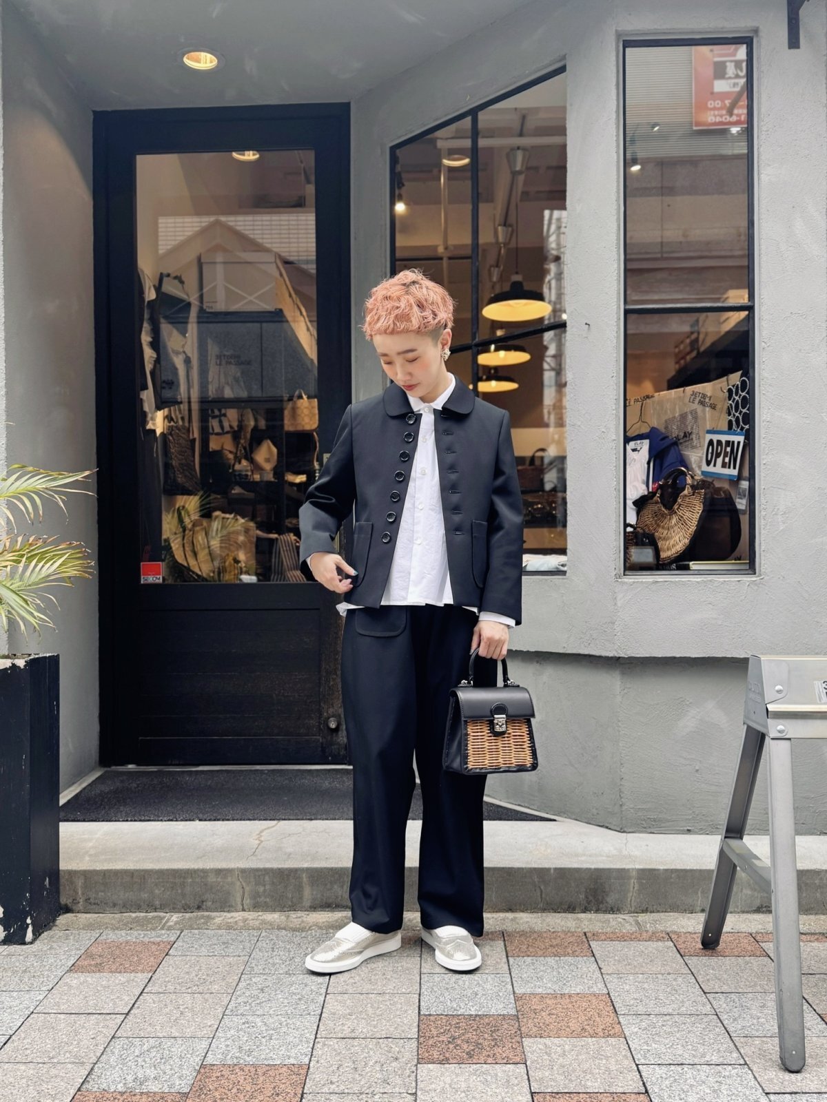 tao タオ ウールギャバ 丸襟ジャケット