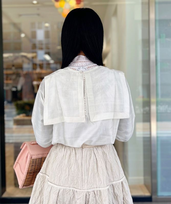 BUNON Khadi Silk Back Button Sailor Blouse