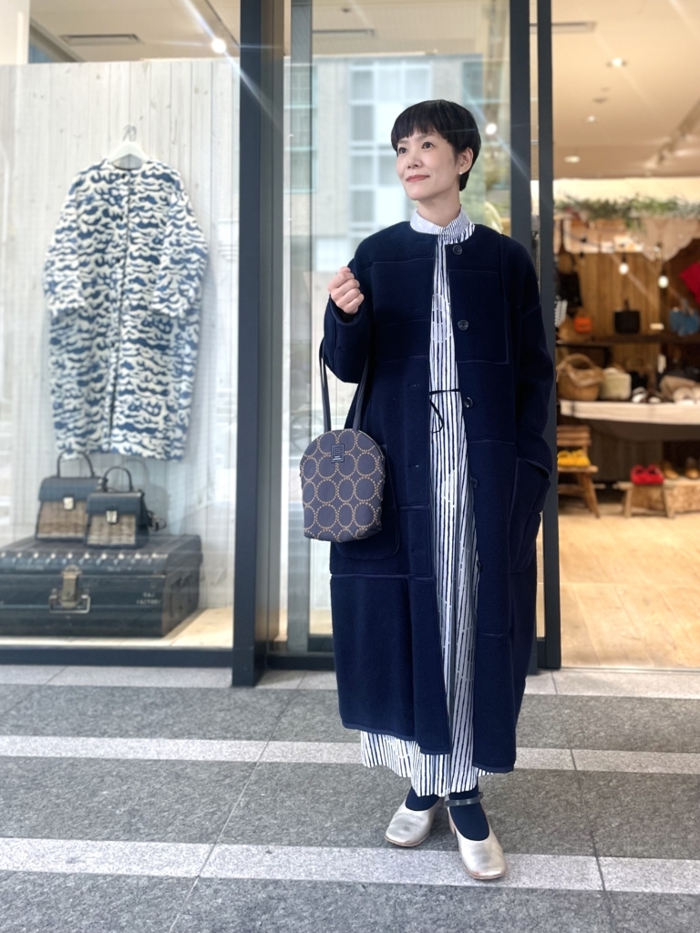 mina perhonen ミナぺルホネン misty flower スタンドカラーギャザードレス