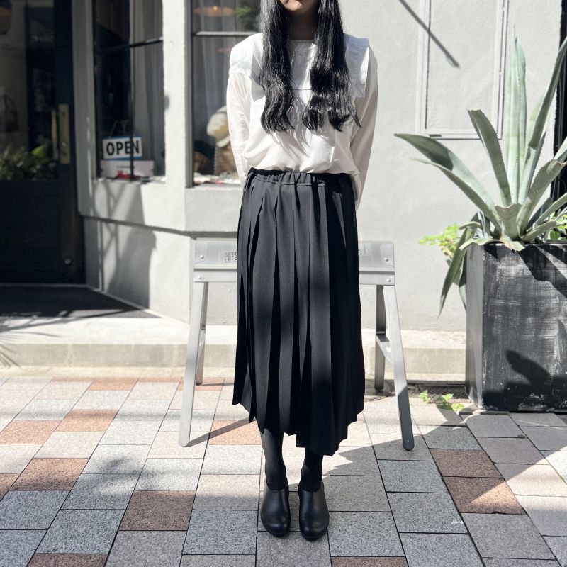 tao タオ ウールギャバ後染めプリーツスカート