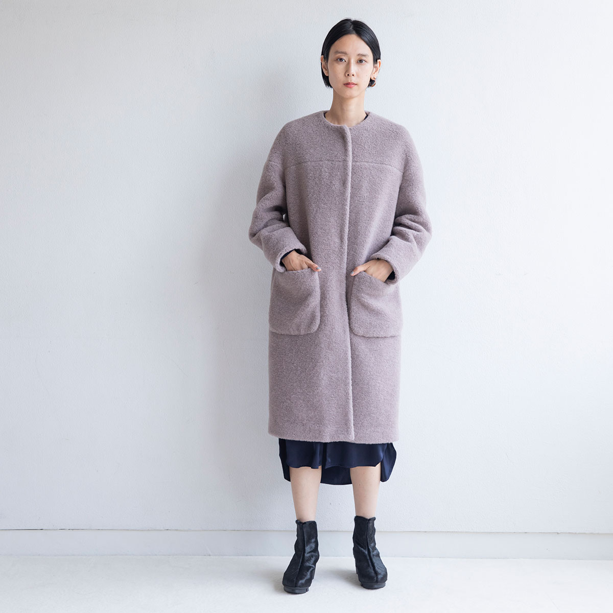 ウールムートン ノーカラーコート - SAQUI - weeksdays