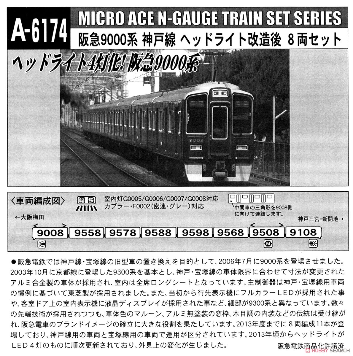 阪急 9000系 神戸線 ヘッドライト改造 (8両セット) (鉄道模型