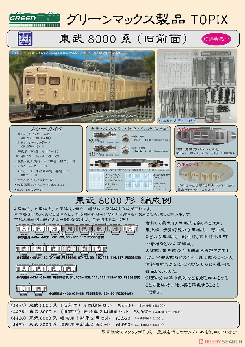 東武 8000系 (旧前面) 先頭車2両編成セット (2両・組み立てキット