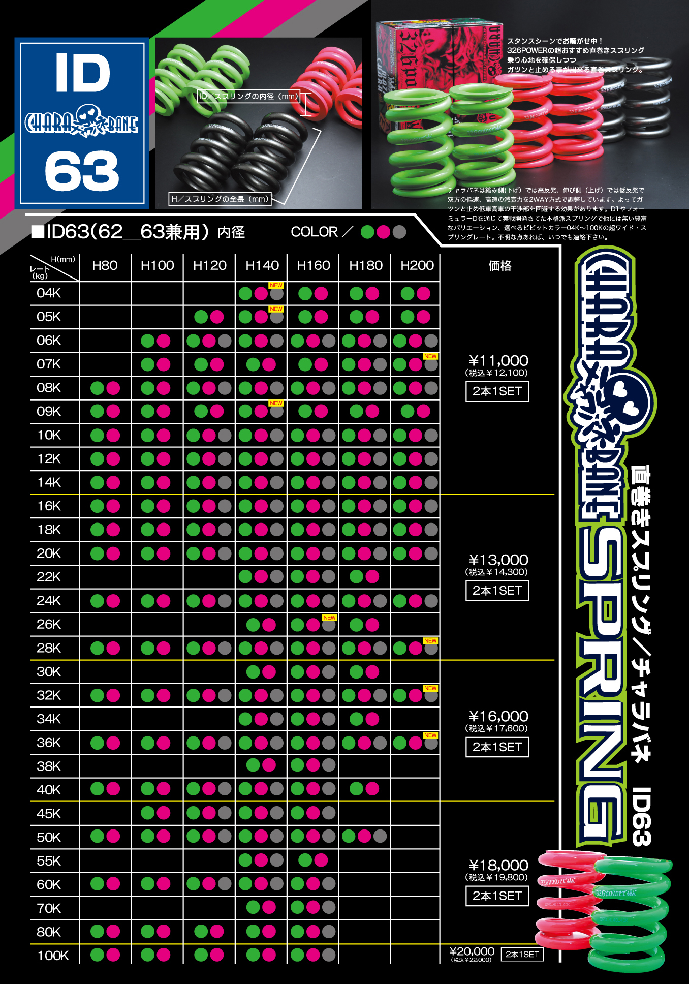 チャラバネ・ID63（62-63兼用）-H100 商品詳細 広島県東広島市西条町の
