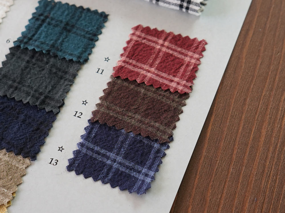 リネン/コットン 先染めピンチェックxオーバーダイ （2025.3カラー追加