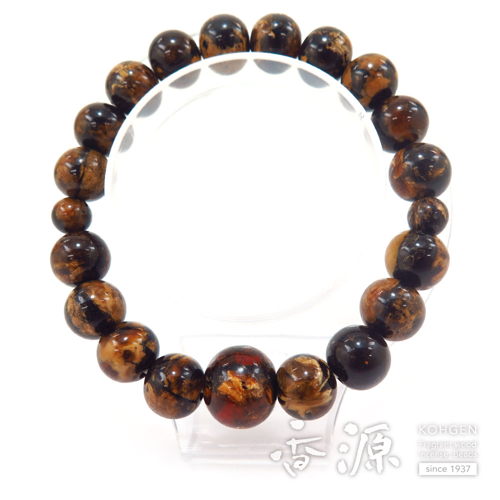ブレスレット 虎琥珀 10mm玉 共仕立て 限定品Aの通販 - お香専門店香源