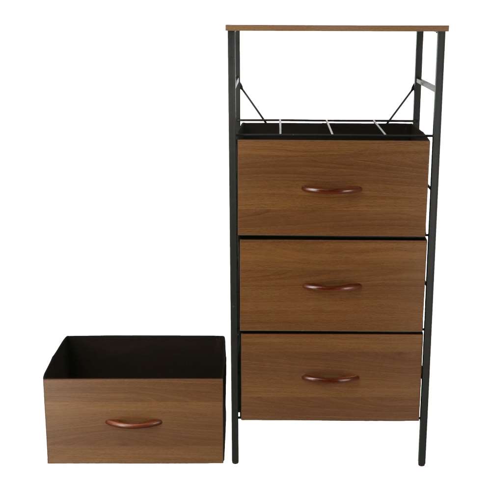 LIFELEX 木目調チェスト4段 DBR／BK 4530-98 ダークブラウン(4段