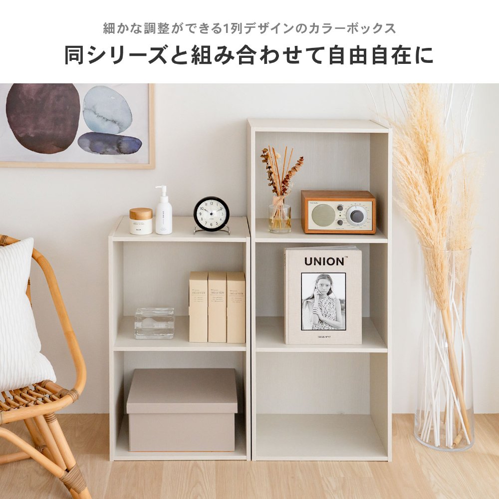 LIFELEX 2段A4カラーボックス ウッドホワイト β(単品 ウッドホワイト