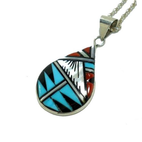 インディアンジュエリー / ズニ族インレイ・ペンダント