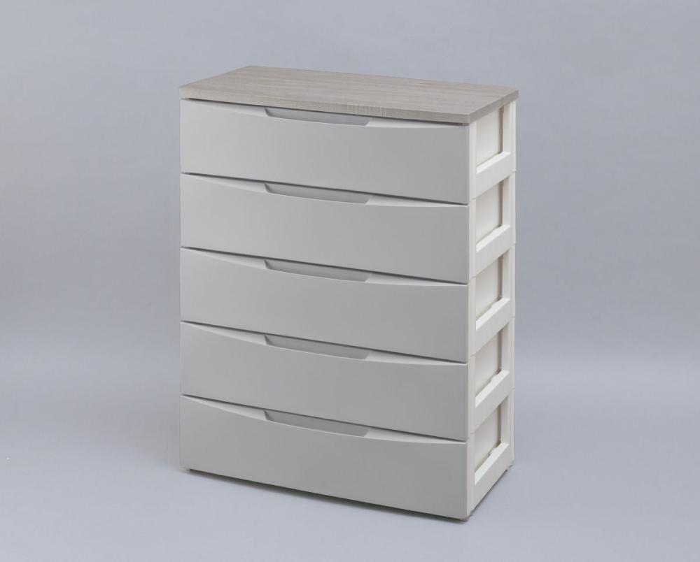 デザインウッドトップチェスト DW－725 幅73cm 5段 グレー