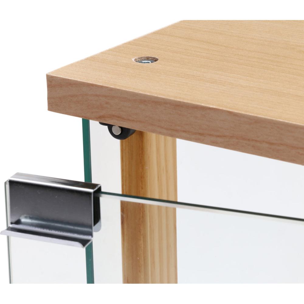 不二貿易 ガラスコレクションケース4段 ナチュラル 全面ガラス 木製