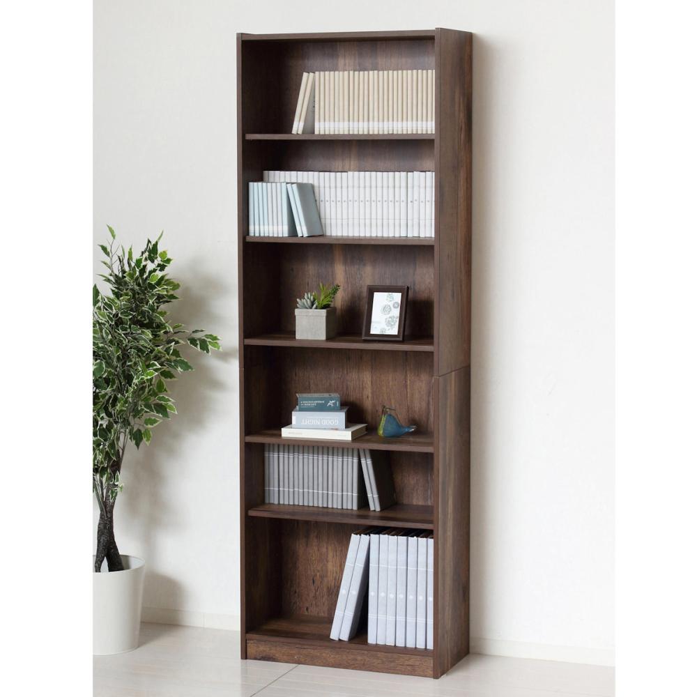 クロシオ らくらく簡単組立 文庫本棚 幅60×高さ180cm ダーク