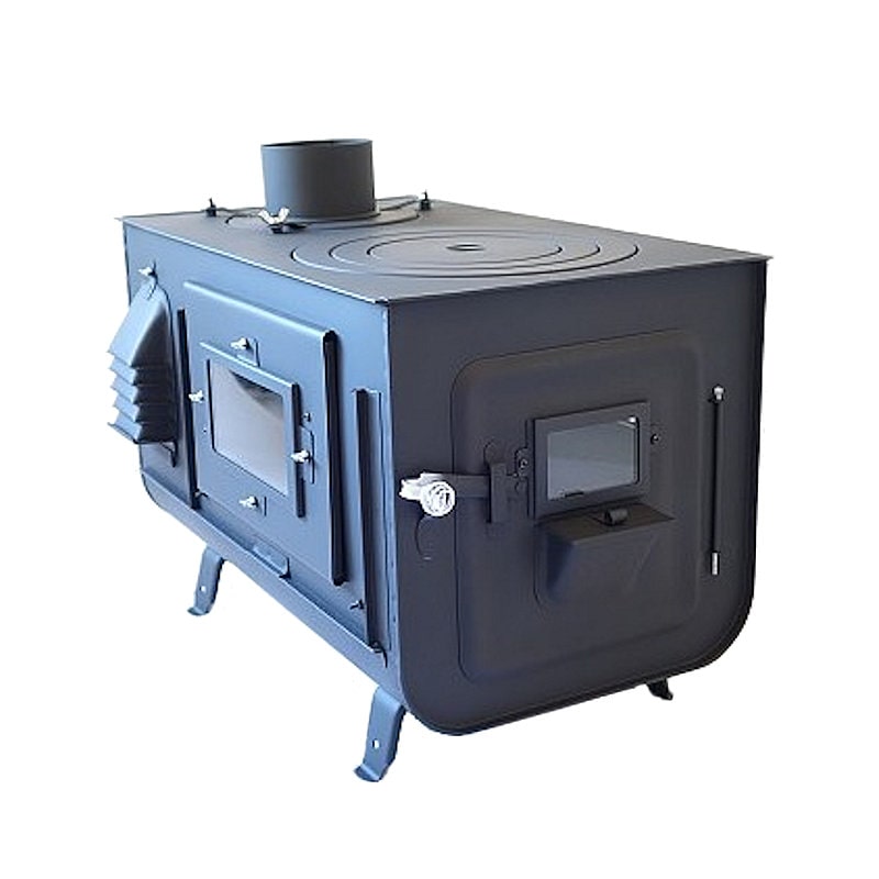 新保製作所 角型3面窓付薪ストーブ FIRESIDE 煙突上出し の