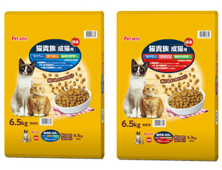 Pet ami 猫貴族 かつお&まぐろ 大満足パウチ130g×4袋パック」を販売