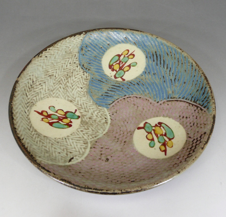 島岡達三 『象嵌赤絵草花文絵変組皿』（6枚組） 骨董の販売 [古美術