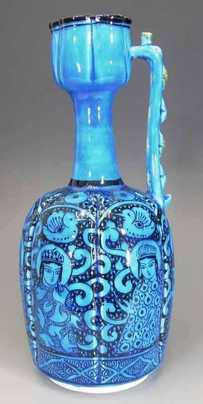 D0104）希少 人間国宝 加藤卓男 青釉胡姫文 陶板額 額装 D0104）希少