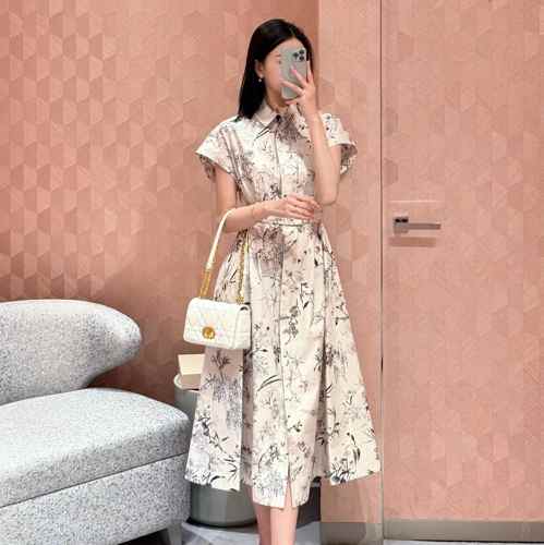 ベルト付き ミディ シャツドレス クリスチャン・ディオール ワンピース