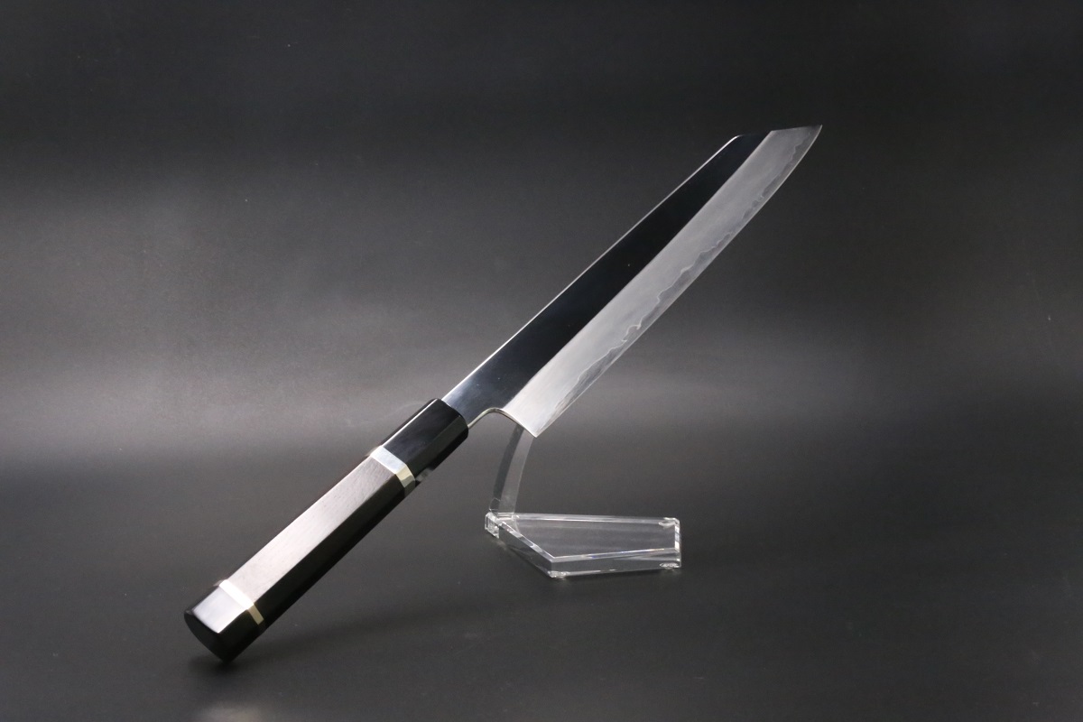 切付牛刀 V金10号 割込み 240mm 両鏡面仕上げ 黒檀柄 中川悟志作-歌舞