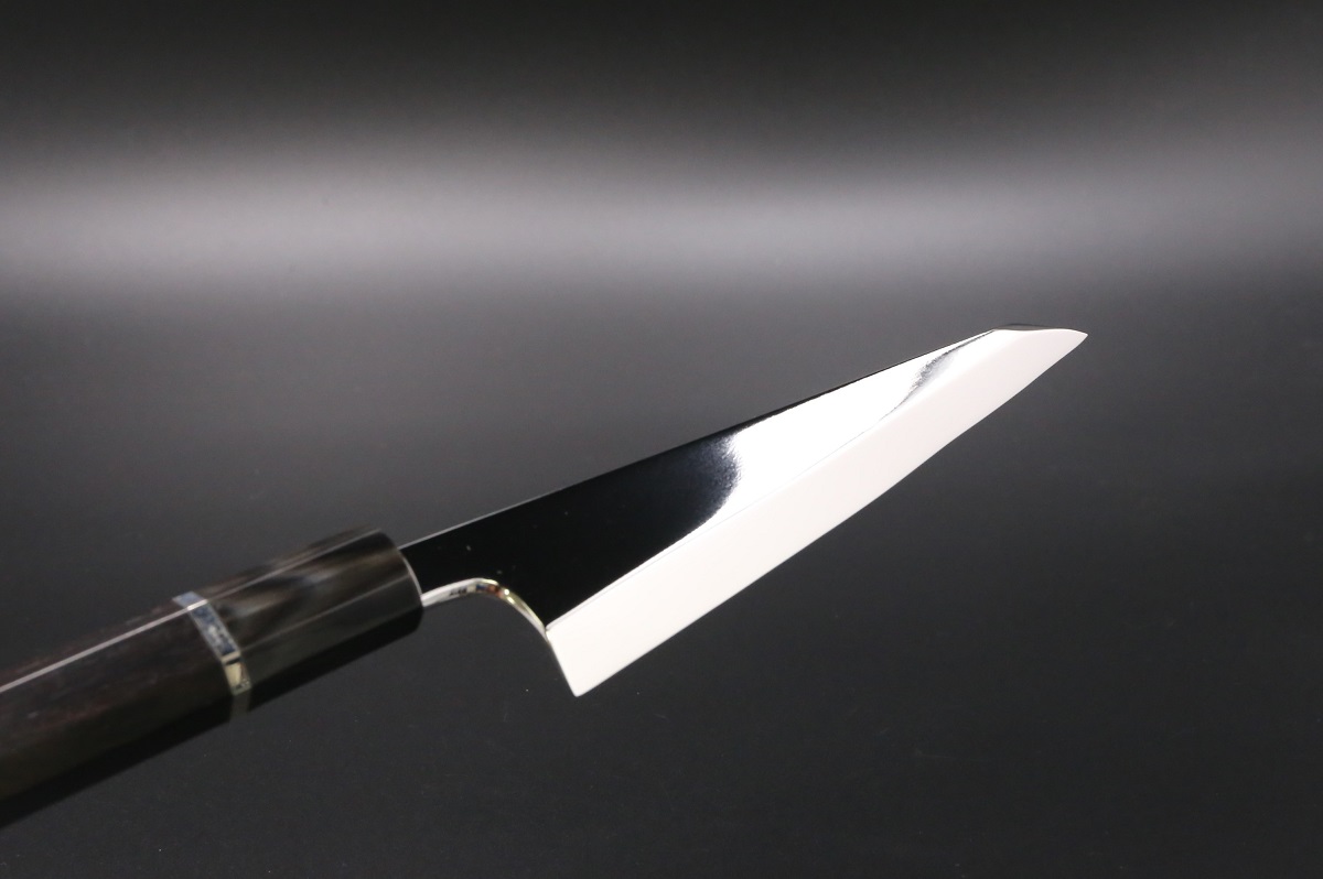 骨スキ V金10号 150mm 全鋼本焼 全鏡面 黒檀柄-歌舞伎ナイフ