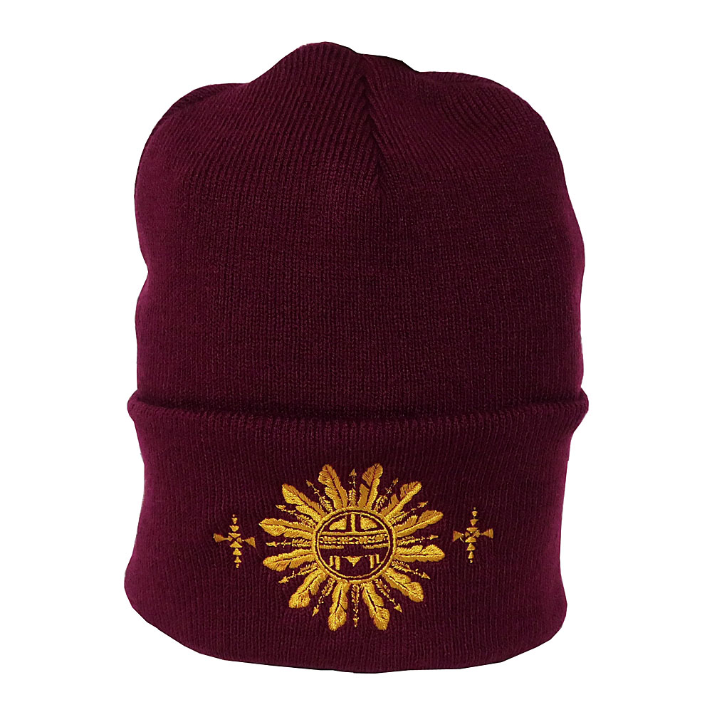 サンフェイス 太陽神 刺繍 ニットキャップ ニット帽 帽子 インディアン