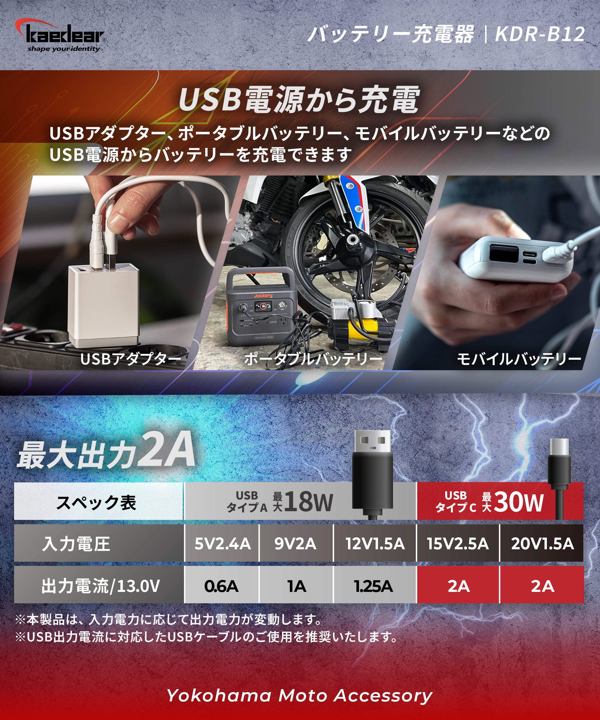 USB対応スマートバッテリーチャージャー｜コンセント不要で鉛