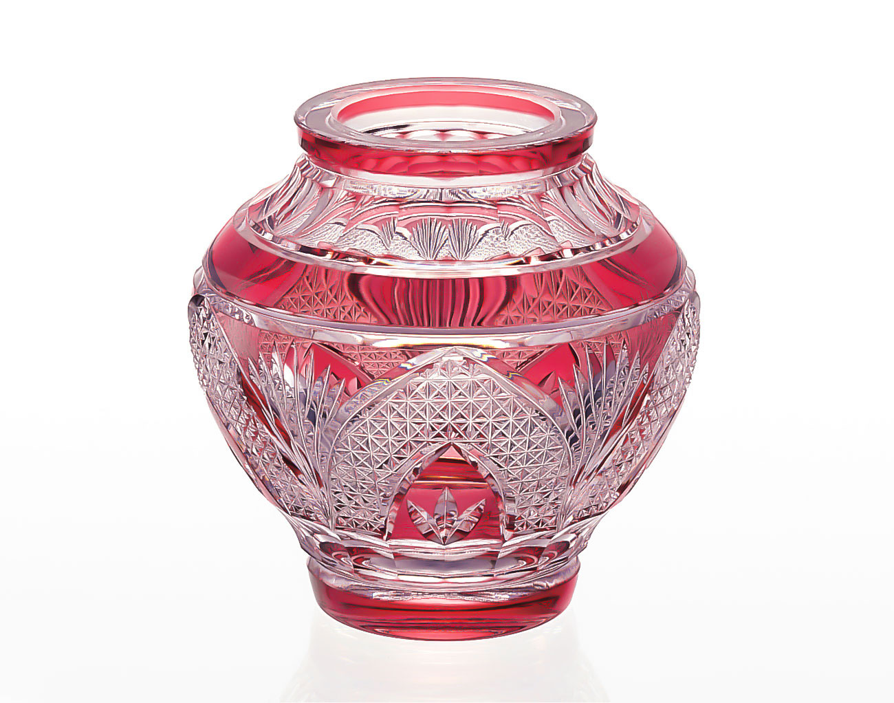 江戸切子 花瓶＜笹っ葉に麻の葉紋＞ | カガミクリスタル