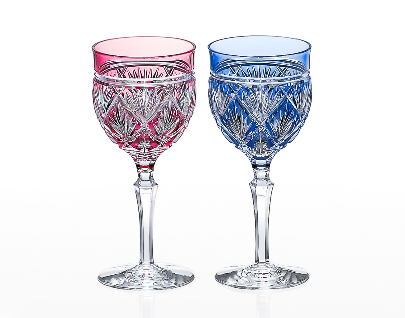 江戸切子 ペアワイングラス＜笹っ葉紋＞ | カガミクリスタル