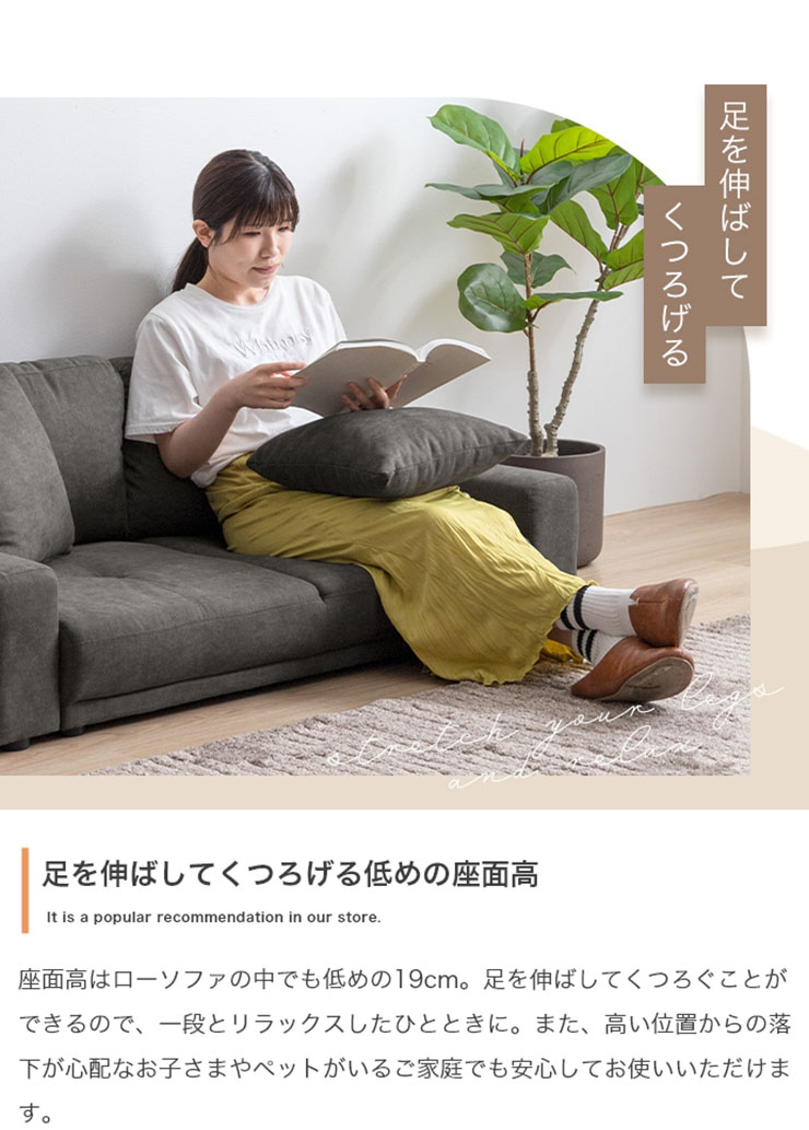 長椅子 Lottie 2人掛けローソファ 5色対応の通販情報 - 家具通販の