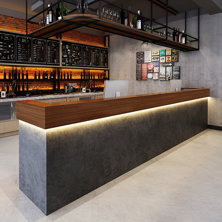 受付台 受付カウンター バーカウンター L字 おしゃれ 木目調