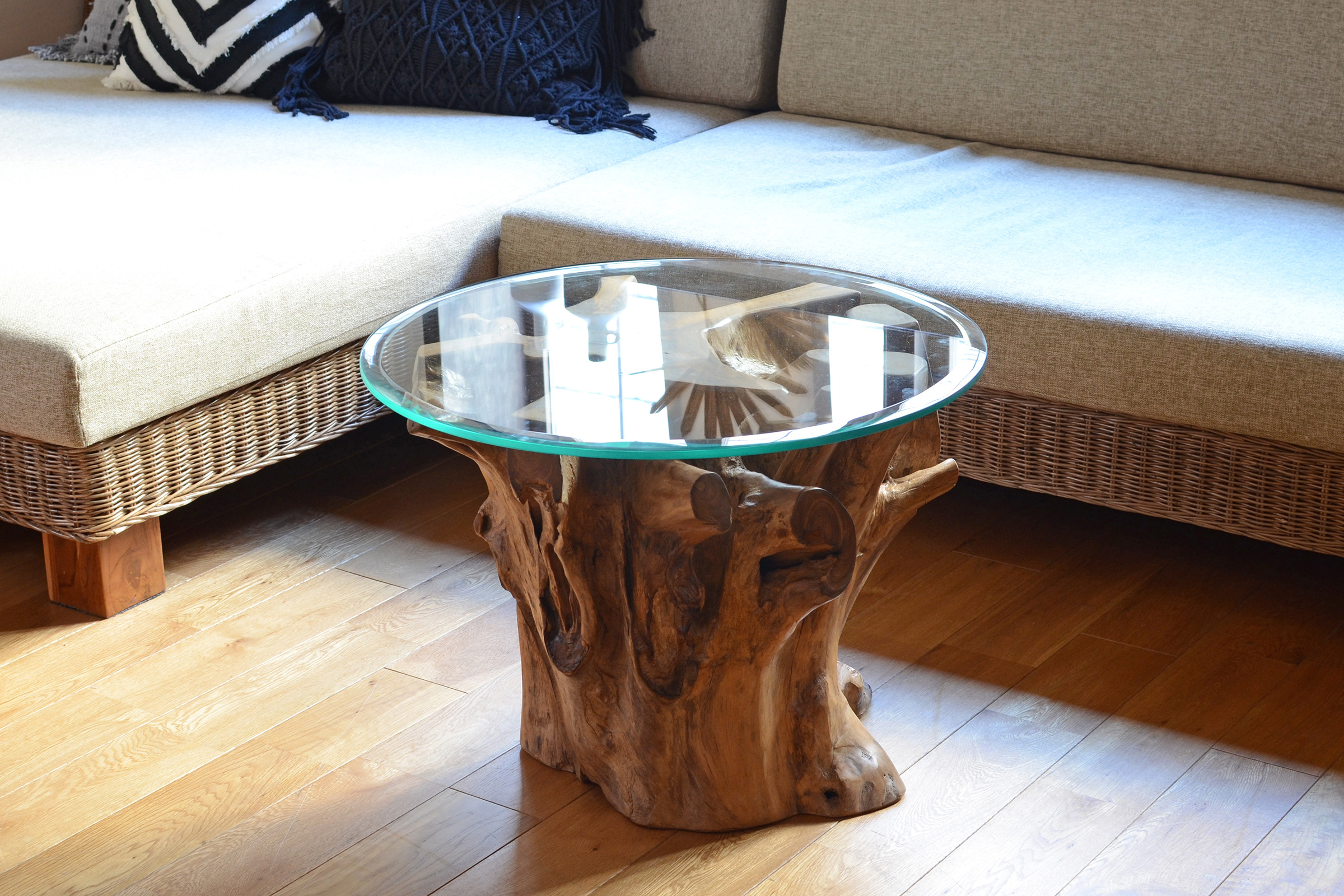 KAJA】古材アジアンローテーブル【ライトブラウン】 KAJA】古材