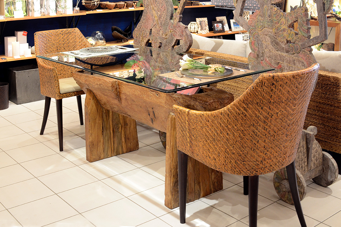KAJA カジャ 古木ガラス ダイニングテーブル 幅約150cm KAJA カジャ